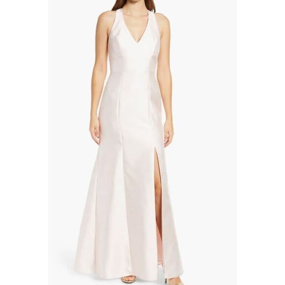 Alfred Sung Halter Satin Trumpet Gown - Picture 1 of 12